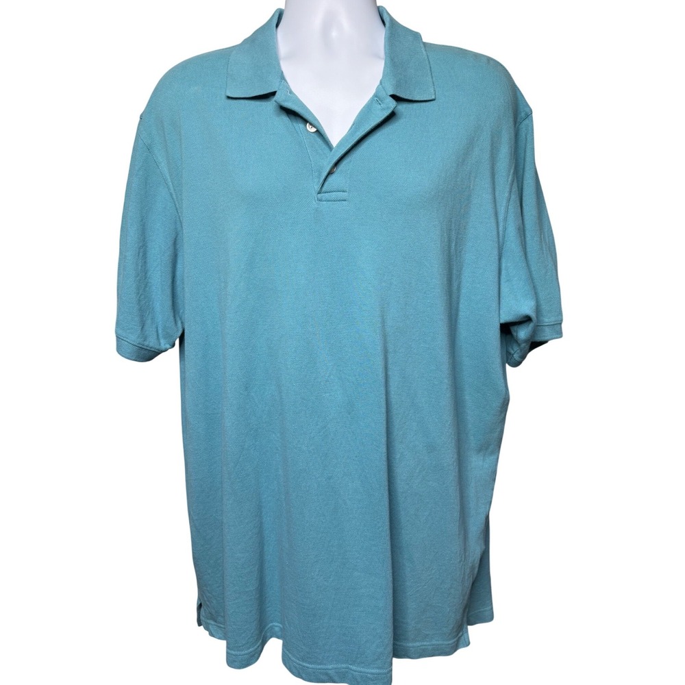 EDDIE BAUER‎ Mens Blue Short Sleeve Cotton Pique Polo Shirt XL Classic Coastal